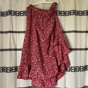 Asymmetrical, red floral  2XL skirt